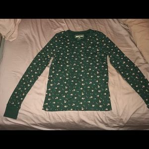 American eagle Green waffle long sleeve